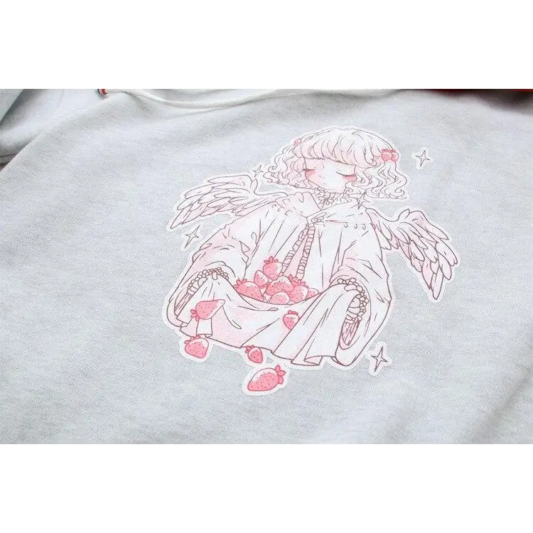 Sweet Anime Inspired Red and Grey Hoodie for Cosparty Fans - sweater