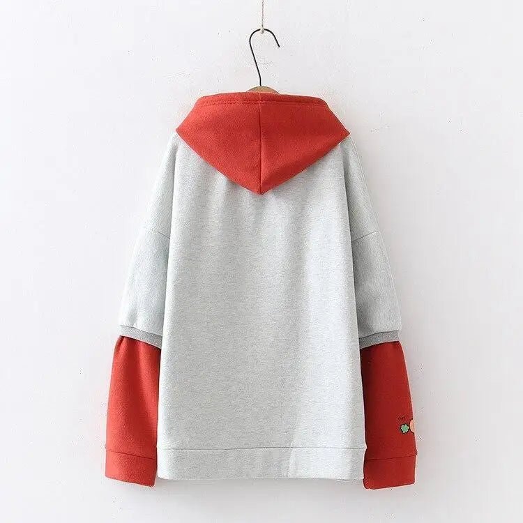 Sweet Anime Inspired Red and Grey Hoodie for Cosparty Fans - Cosparty