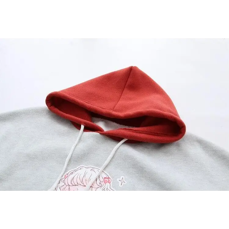 Sweet Anime Inspired Red and Grey Hoodie for Cosparty Fans - sweater