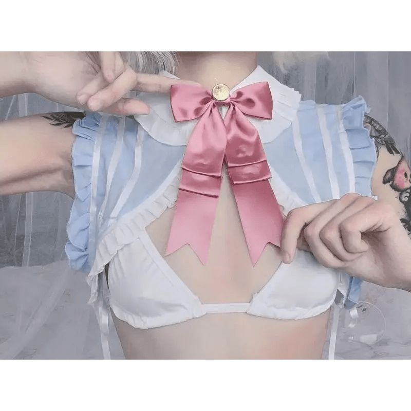 Sweet Blue and White Lace Sailor Moon Bunny Lingerie Set - Cosparty