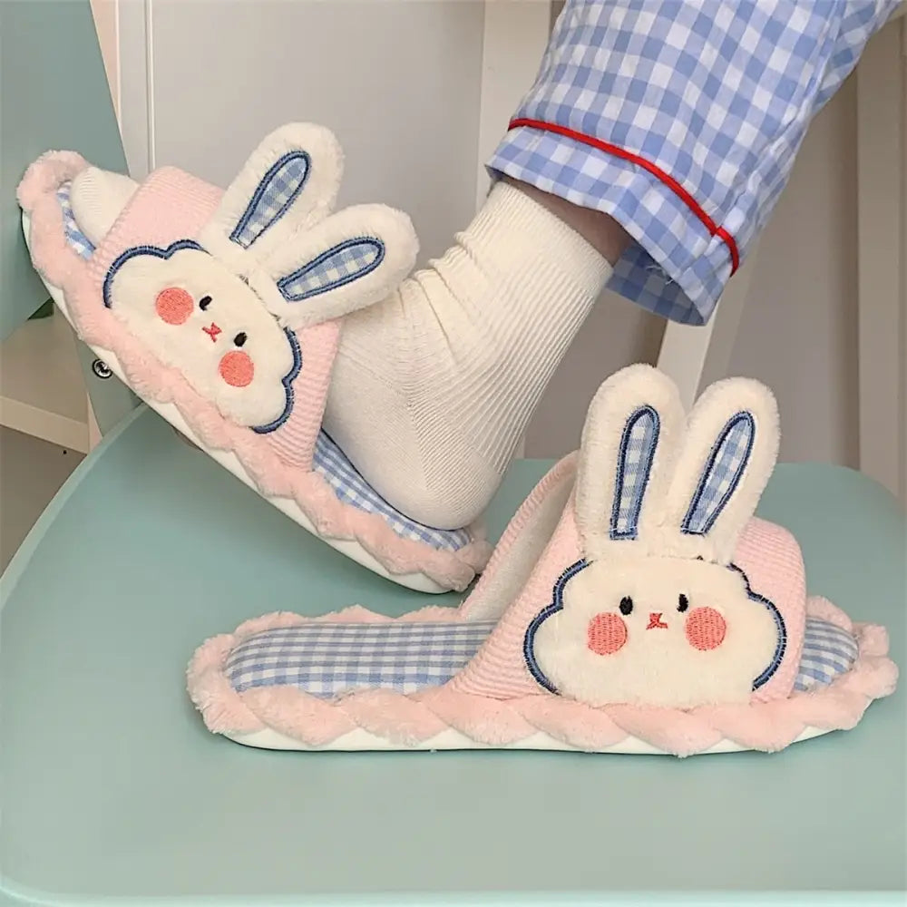 Sweet bunny slides - blue plaid - bunnies - bunny - rabbit - rabbits