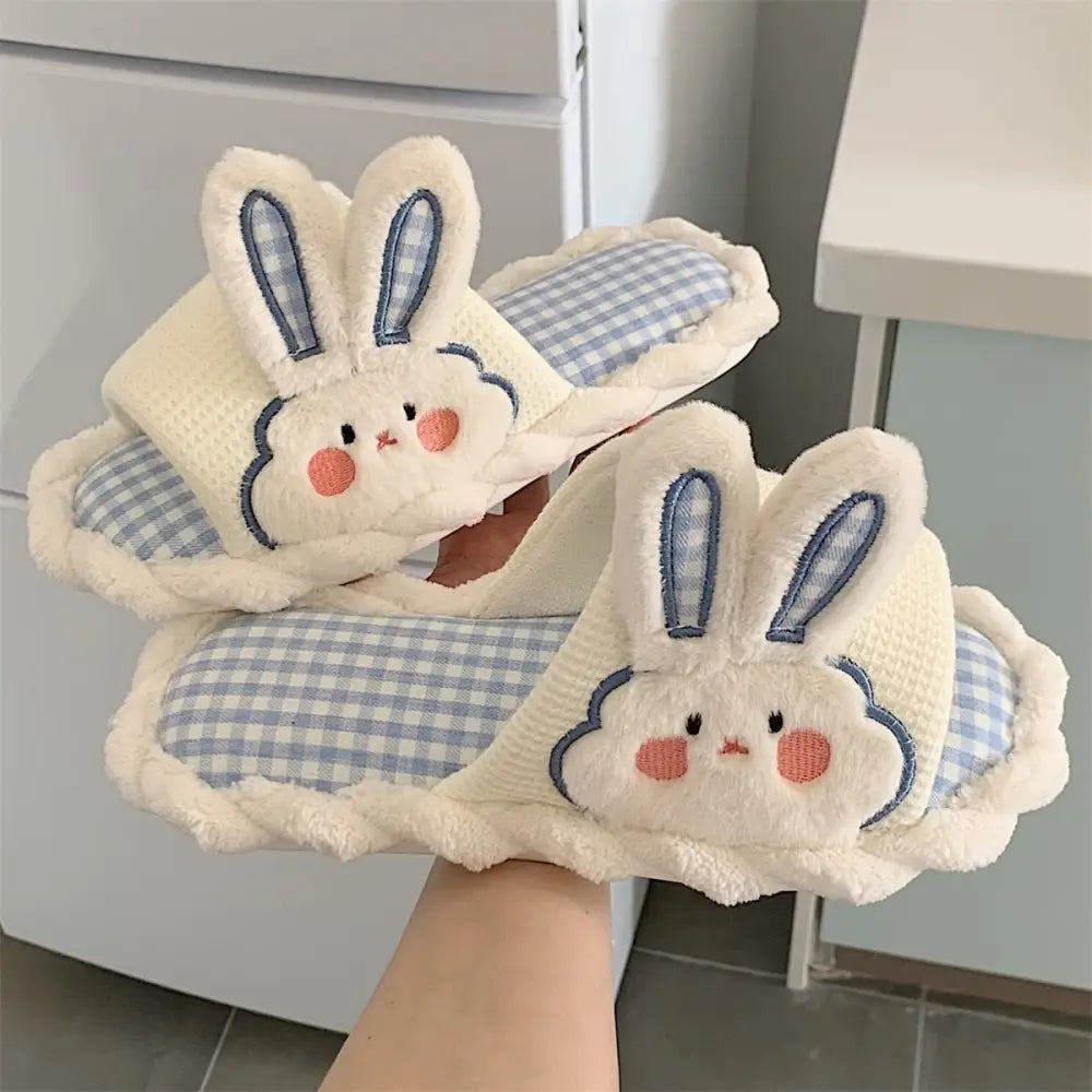 Sweet bunny slides - blue plaid - bunnies - bunny - rabbit - rabbits