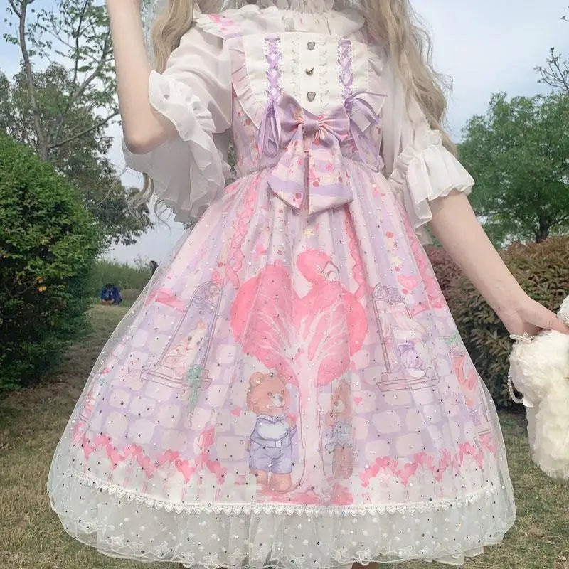 Sweet Heart-Shaped Family Tree Pastel Lolita Dress for Princesses - dress