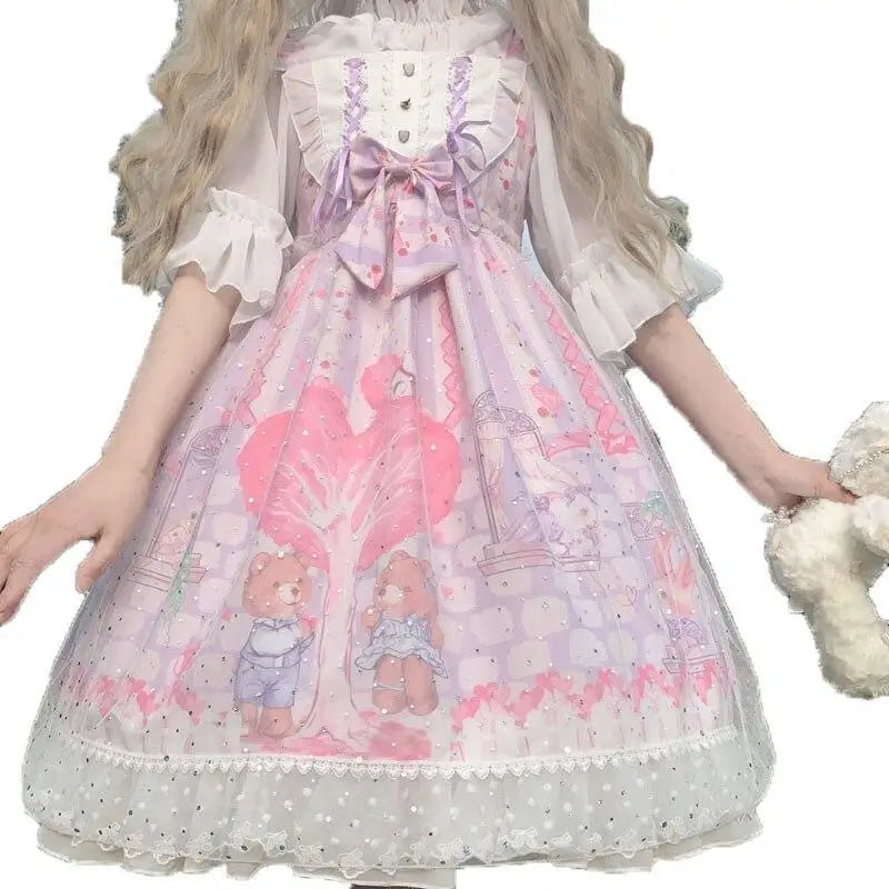 Sweet Heart-Shaped Family Tree Pastel Lolita Dress for Princesses - dress