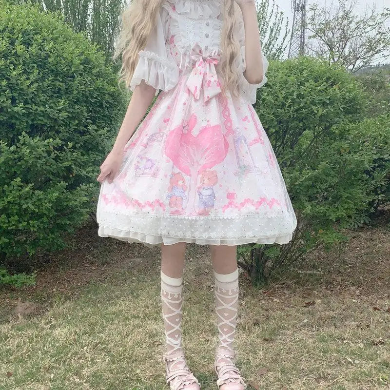 Sweet Heart-Shaped Family Tree Pastel Lolita Dress for Princesses - dress