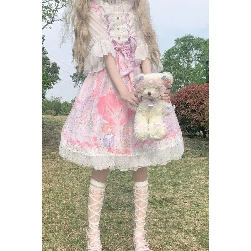 Sweet Heart-Shaped Family Tree Pastel Lolita Dress for Princesses - dress