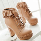 Sweet Lolita Booties with Ruffled Trim and Comfortable Design - boots