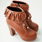 Sweet Lolita Booties with Ruffled Trim and Comfortable Design - Cosparty