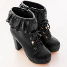 Sweet Lolita Booties with Ruffled Trim and Comfortable Design - boots