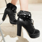 Sweet Lolita Booties with Ruffled Trim and Comfortable Design - boots