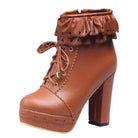 Sweet Lolita Booties with Ruffled Trim and Comfortable Design - Cosparty