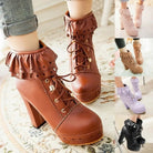 Sweet Lolita Booties with Ruffled Trim and Comfortable Design - Cosparty