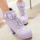 Sweet Lolita Booties with Ruffled Trim and Comfortable Design - boots