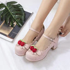 Sweet Lolita Fashion Shoes with Scalloped Trim and Heart Buckles - shoes