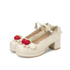 Sweet Lolita Fashion Shoes with Scalloped Trim and Heart Buckles - Cosparty