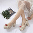 Sweet Lolita Fashion Shoes with Scalloped Trim and Heart Buckles - Cosparty