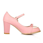 Sweet Lolita Heels with Lace Trim and Bow Details - Cosparty