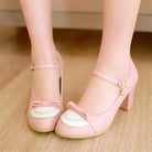 Sweet Lolita Heels with Lace Trim and Bow Details - Shoes