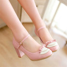 Sweet Lolita Heels with Lace Trim and Bow Details - Shoes