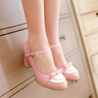 Sweet Lolita Heels with Lace Trim and Bow Details - Cosparty