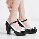 Sweet Lolita Heels with Lace Trim and Bow in Toe Version - Cosparty