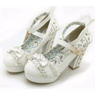 Sweet Lolita Heels with Lace Trim and Floral Insoles - Shoes