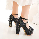 Sweet Lolita Heels with Lace Trim and Floral Insoles - Shoes