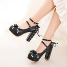 Sweet Lolita Heels with Lace Trim and Floral Insoles - Shoes