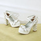 Sweet Lolita Heels with Lace Trim and Floral Insoles - Cosparty