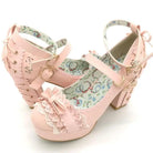 Sweet Lolita Heels with Lace Trim and Floral Insoles - Shoes