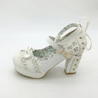 Sweet Lolita Heels with Lace Trim and Floral Insoles - Cosparty
