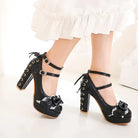 Sweet Lolita Heels with Lace Trim and Floral Insoles - Shoes