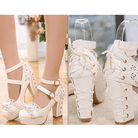 Sweet Lolita Heels with Lace Trim and Floral Insoles - Cosparty