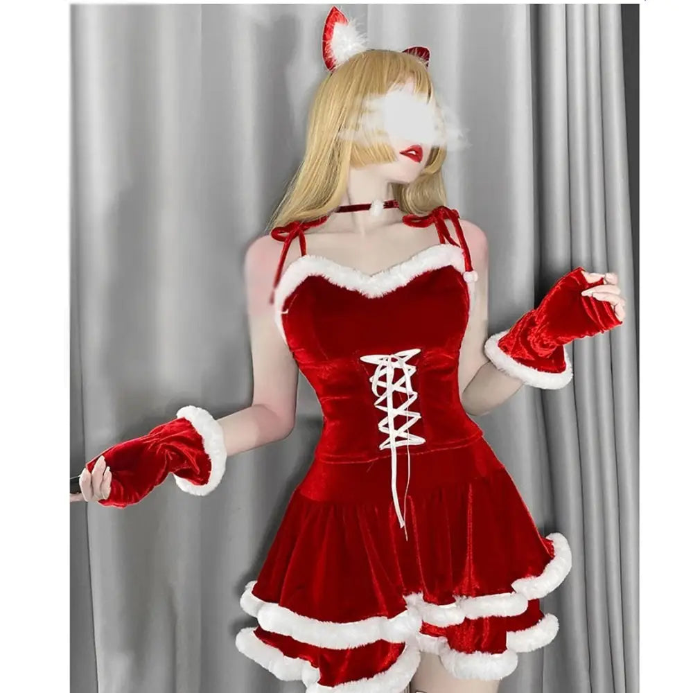 Sweet Lolita Santa Dress with Accessories for 152-175cm Height - dress