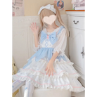 Sweet Pastel Blue Polkadot Lolita Dress with Luxurious Details - dress