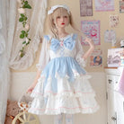 Sweet Pastel Blue Polkadot Lolita Dress with Luxurious Details - Cosparty
