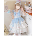 Sweet Pastel Blue Polkadot Lolita Dress with Luxurious Details - dress