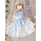 Sweet Pastel Blue Polkadot Lolita Dress with Luxurious Details - Cosparty