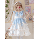 Sweet Pastel Blue Polkadot Lolita Dress with Luxurious Details - Cosparty