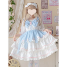 Sweet Pastel Blue Polkadot Lolita Dress with Luxurious Details - dress