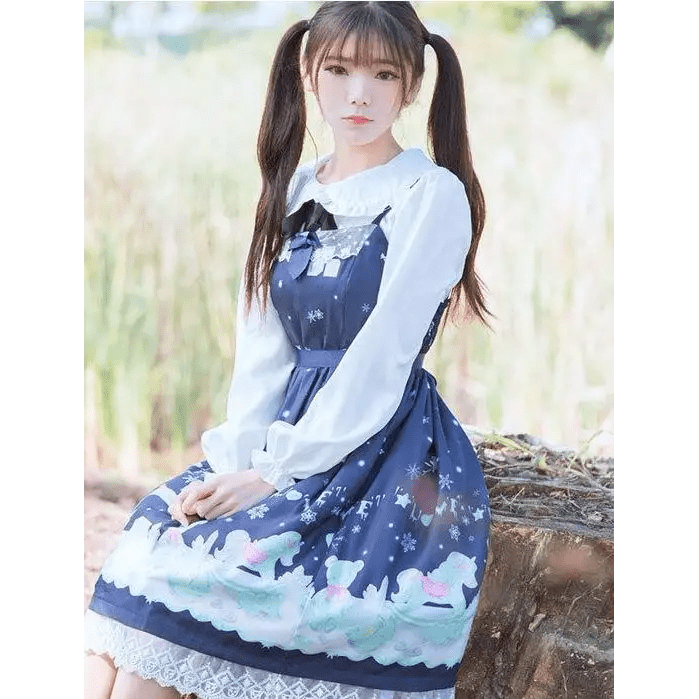 Sweet Pastel Snowflakes Baby Girl Lolita Dress in Two Sizes - Cosparty