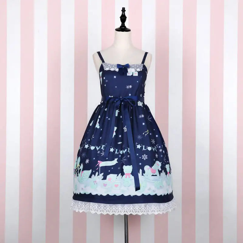 Sweet Pastel Snowflakes Baby Girl Lolita Dress in Two Sizes - Dress