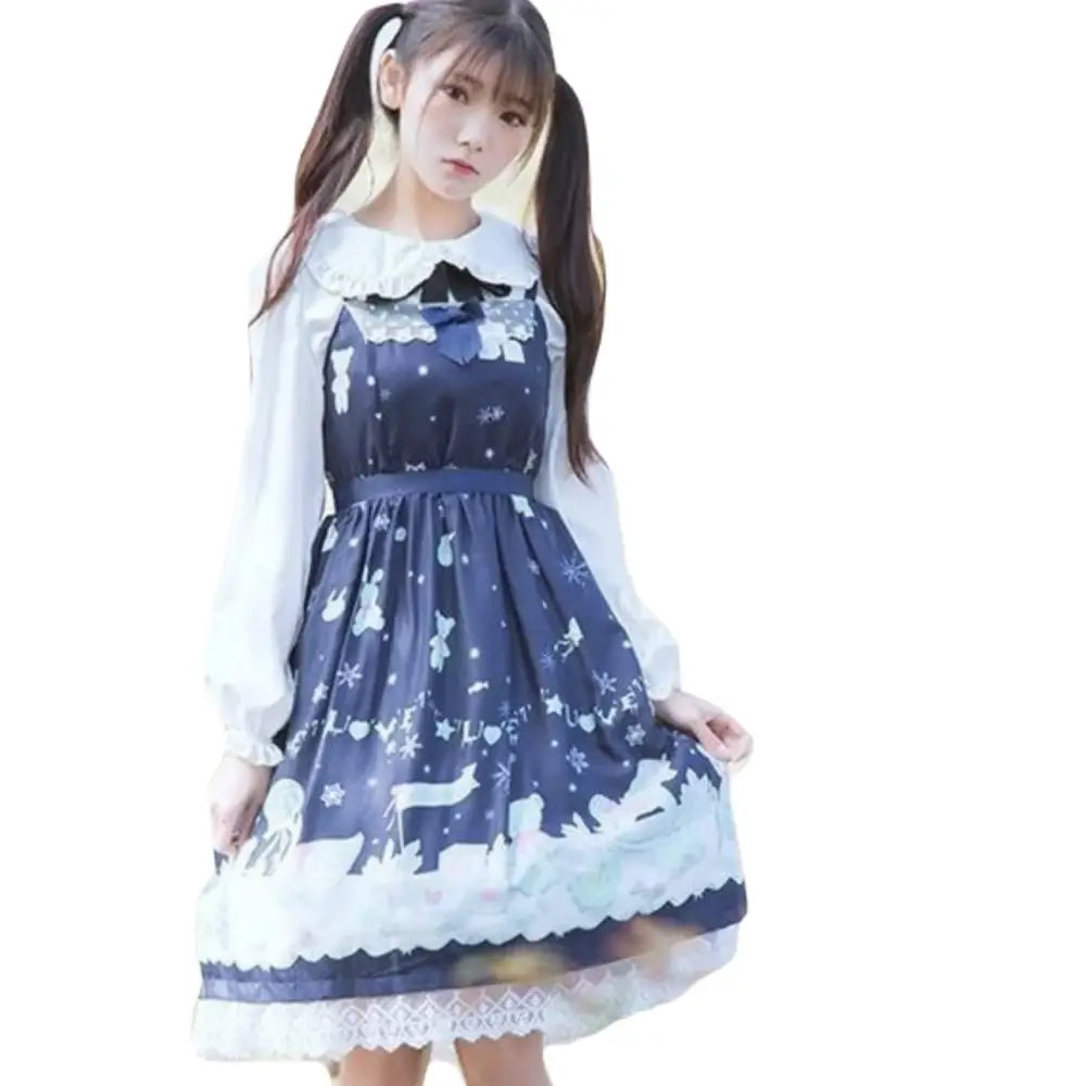 Sweet Pastel Snowflakes Baby Girl Lolita Dress in Two Sizes - Dress