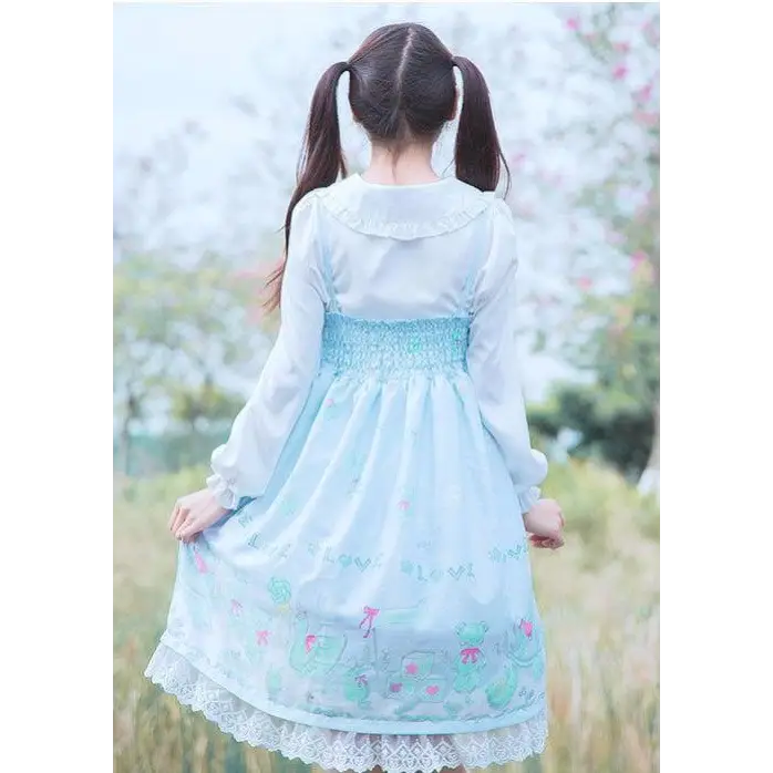 Sweet Pastel Snowflakes Baby Girl Lolita Dress in Two Sizes - Dress