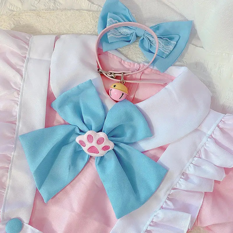 Sweet Pink and Blue Cotton Candy Maid Cosplay Set - Dresses