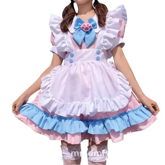 Sweet Pink and Blue Cotton Candy Maid Cosplay Set - Dresses