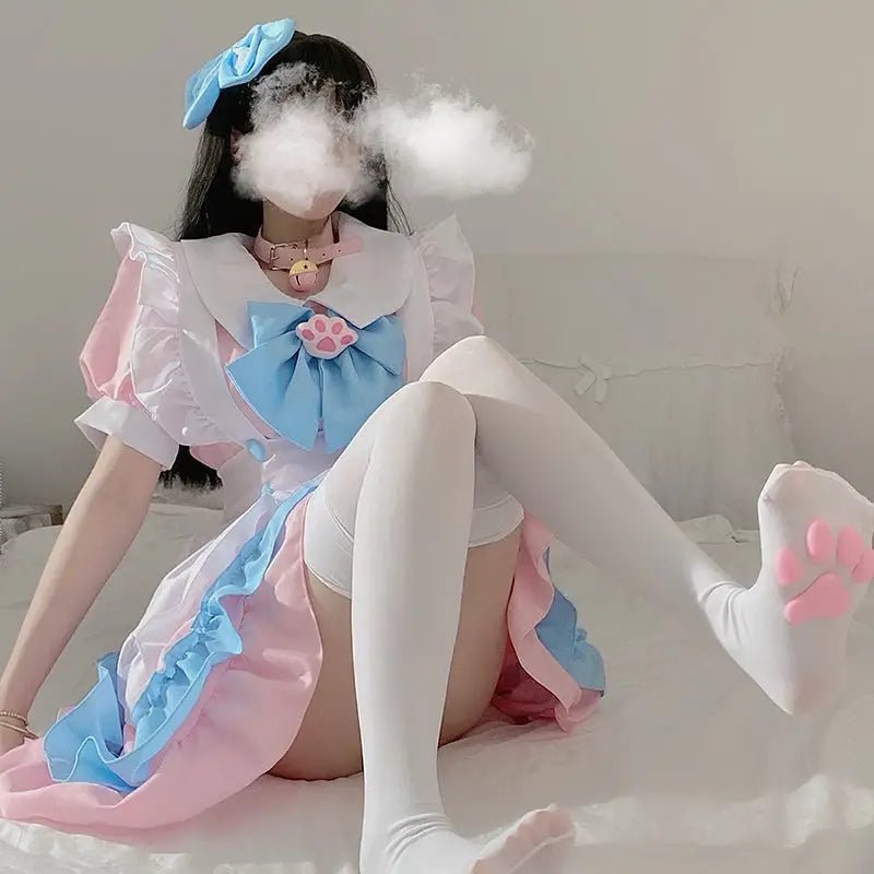 Sweet Pink and Blue Cotton Candy Maid Cosplay Set - Cosparty