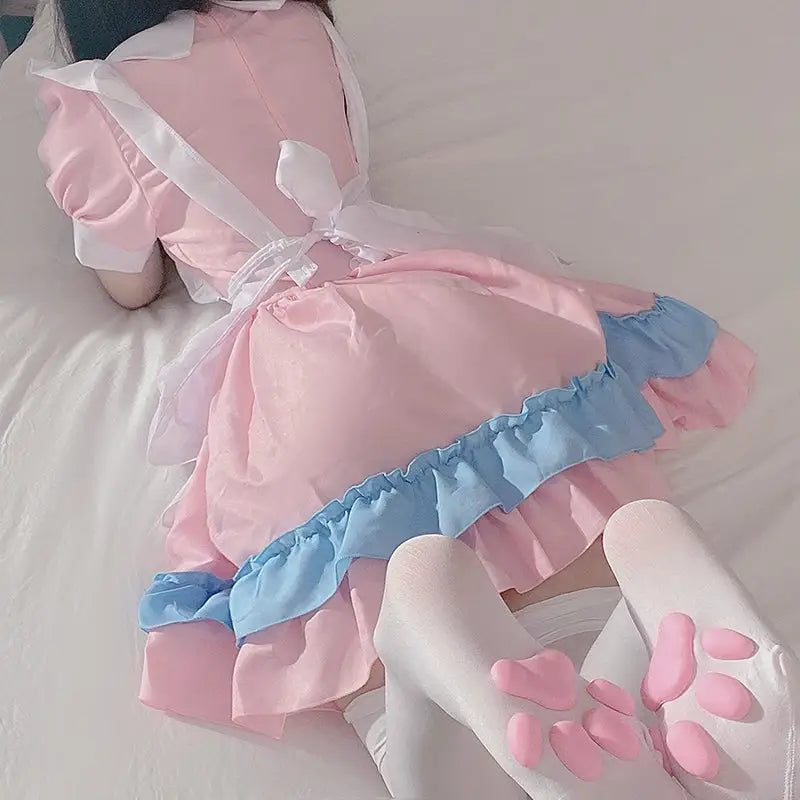 Sweet Pink and Blue Cotton Candy Maid Cosplay Set - Dresses