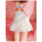 Sweet Pink and White Lace Lolita Skirt with Ribbons and Ruffles - Cosparty
