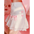 Sweet Pink and White Lace Lolita Skirt with Ribbons and Ruffles - Cosparty